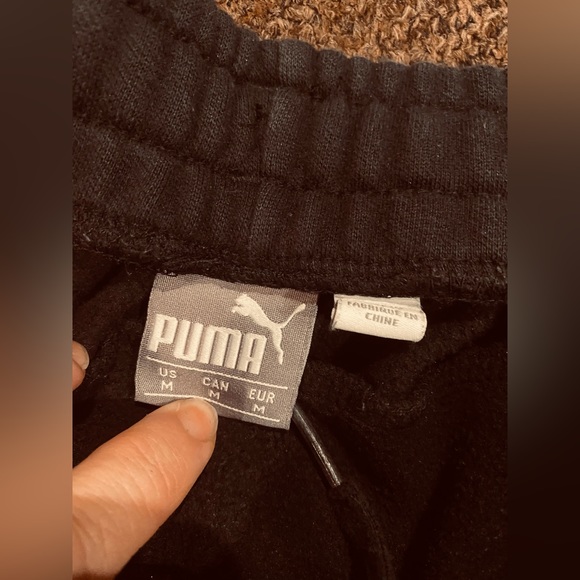 PUMA M joggers Sweatpants black bottoms track active casual warm soft pockets - Picture 3 of 5